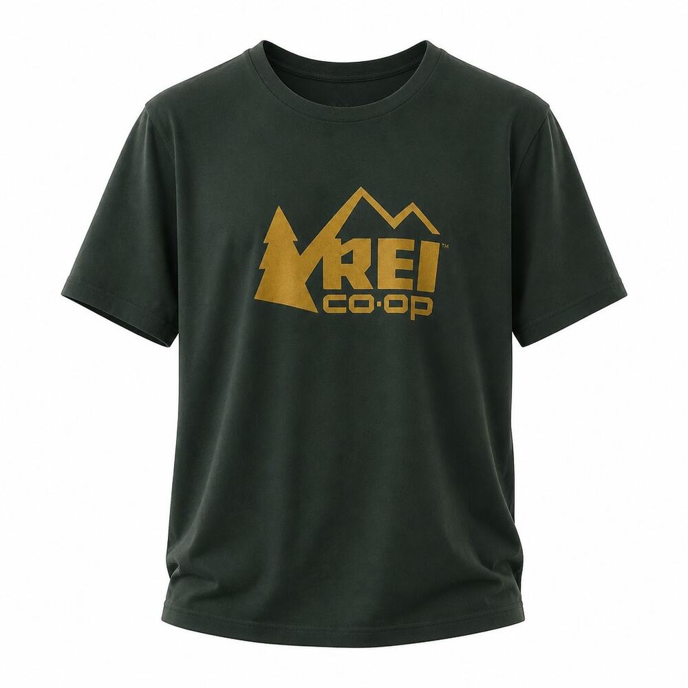 REI Co-op Men's XL Green Graphic Logo T-Shirt Organic Cotton Blend Trail Hiking
